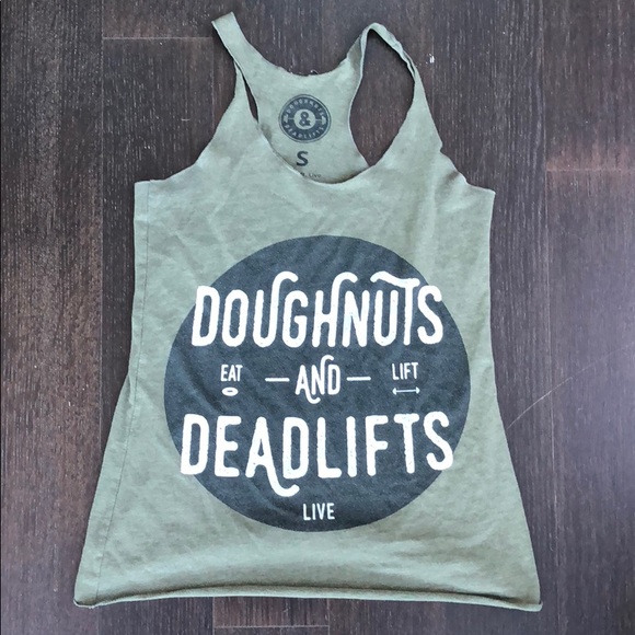 doughnuts & deadlifts Tops - Doughnuts & Deadlifts Olive Green Tank